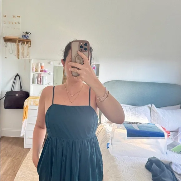 Abercrombie Low Back Teal Maxi Dress- Size Small - Picture 3 of 14